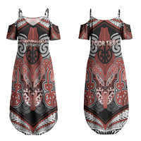 Aotearoa Iwi Rongowhakaata Personalised Couples Matching Summer Maxi Dress and Long Sleeve Button Shirt Maori Kowhaiwhai Pattern LT19 - Polynesian Pride