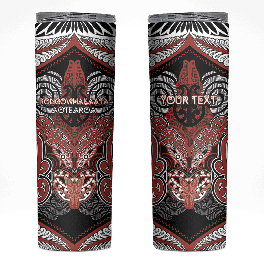Aotearoa Iwi Rongowhakaata Personalised Skinny Tumbler Maori Kowhaiwhai Pattern LT19 Red - Polynesian Pride
