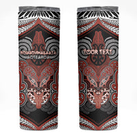 Aotearoa Iwi Rongowhakaata Personalised Skinny Tumbler Maori Kowhaiwhai Pattern LT19 Red - Polynesian Pride