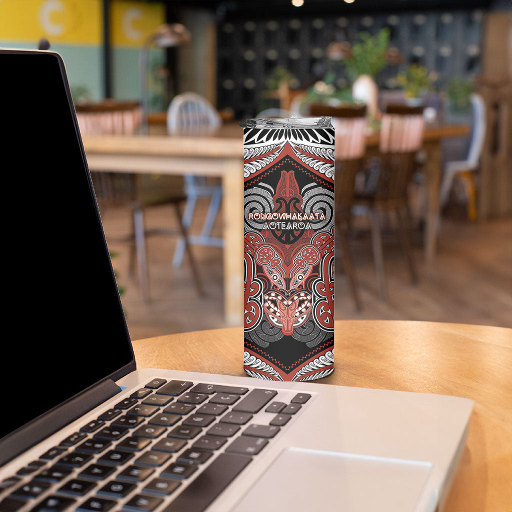 Aotearoa Iwi Rongowhakaata Personalised Skinny Tumbler Maori Kowhaiwhai Pattern LT19 - Polynesian Pride
