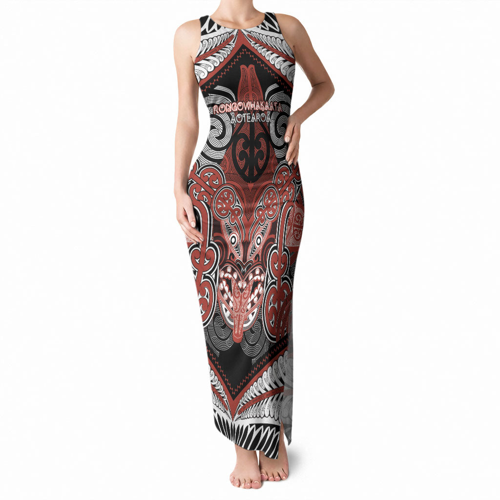 Aotearoa Iwi Rongowhakaata Personalised Tank Maxi Dress Maori Kowhaiwhai Pattern LT19 Women Red - Polynesian Pride