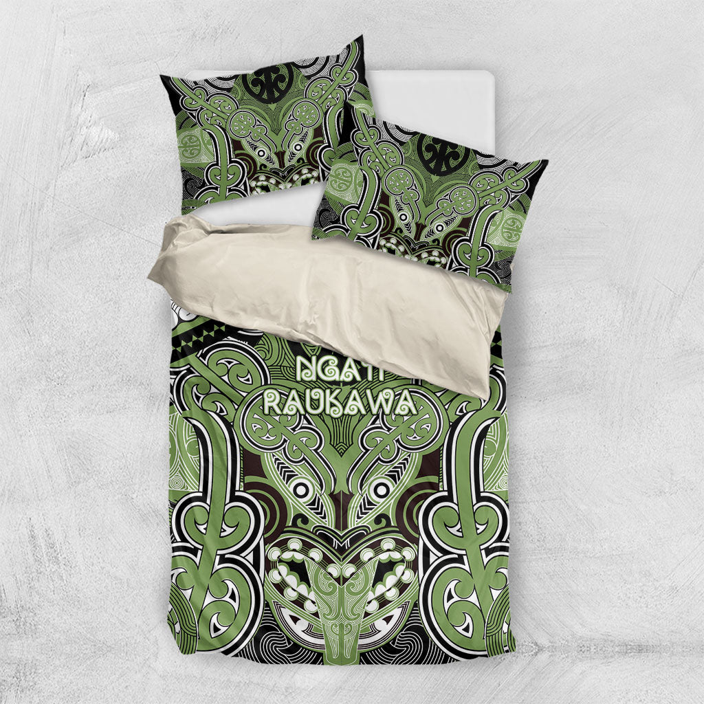 Aotearoa Iwi Ngati Raukawa Bedding Set Maori Kowhaiwhai Pattern LT19 US Twin 172cm x 218cm Green - Polynesian Pride