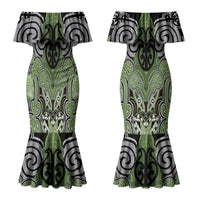 Aotearoa Iwi Ngati Raukawa Personalised Couples Matching Mermaid Dress and Long Sleeve Button Shirt Maori Kowhaiwhai Pattern LT19 - Polynesian Pride