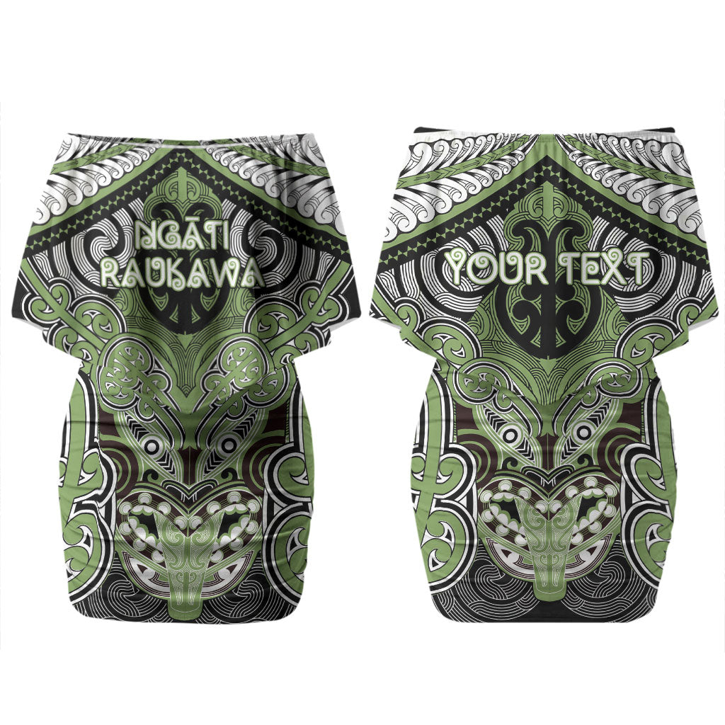 Aotearoa Iwi Ngati Raukawa Personalised Couples Matching Off Shoulder Short Dress and Long Sleeve Button Shirt Maori Kowhaiwhai Pattern LT19 - Polynesian Pride
