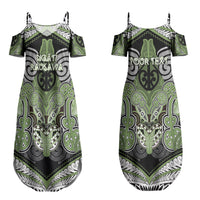 Aotearoa Iwi Ngati Raukawa Personalised Couples Matching Summer Maxi Dress and Long Sleeve Button Shirt Maori Kowhaiwhai Pattern LT19 - Polynesian Pride