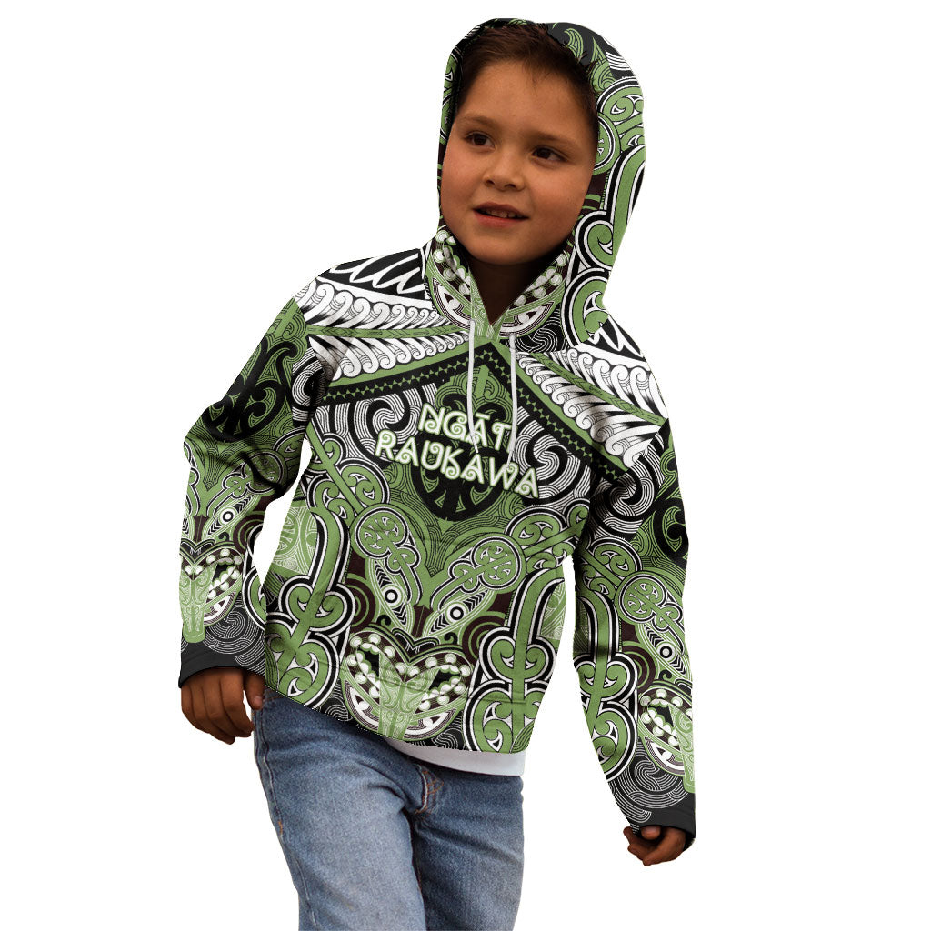 Aotearoa Iwi Ngati Raukawa Personalised Kid Hoodie Maori Kowhaiwhai Pattern LT19 - Polynesian Pride