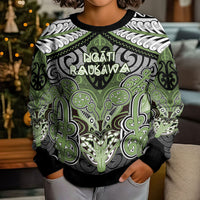 Aotearoa Iwi Ngati Raukawa Personalised Kid Ugly Christmas Sweater Maori Kowhaiwhai Pattern LT19 - Polynesian Pride