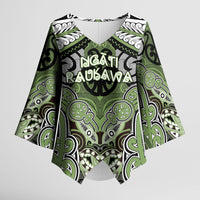 Aotearoa Iwi Ngati Raukawa Personalised Kimono Sleeve Blouse Maori Kowhaiwhai Pattern LT19 Female Green - Polynesian Pride