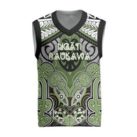 Aotearoa Iwi Ngati Raukawa Personalised Christmas Knitted V-Neck Vest Maori Kowhaiwhai Pattern LT19 Green - Polynesian Pride