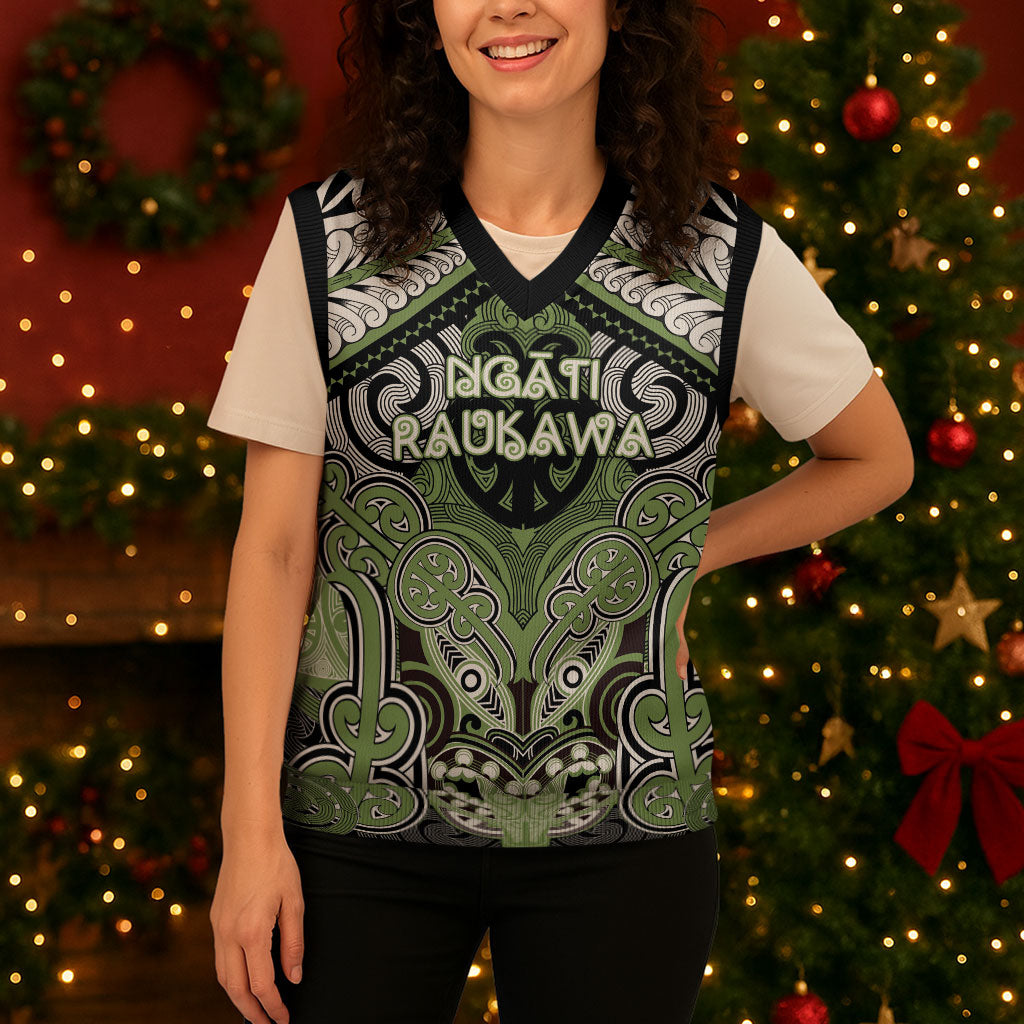 Aotearoa Iwi Ngati Raukawa Personalised Christmas Knitted V-Neck Vest Maori Kowhaiwhai Pattern LT19 - Polynesian Pride