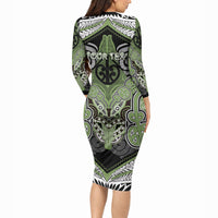 Aotearoa Iwi Ngati Raukawa Personalised Long Sleeve Bodycon Dress Maori Kowhaiwhai Pattern LT19 - Polynesian Pride