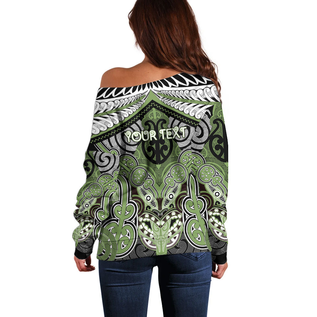 Aotearoa Iwi Ngati Raukawa Personalised Off Shoulder Sweater Maori Kowhaiwhai Pattern LT19 - Polynesian Pride