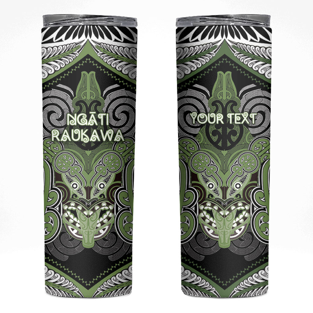 Aotearoa Iwi Ngati Raukawa Personalised Skinny Tumbler Maori Kowhaiwhai Pattern LT19 Green - Polynesian Pride
