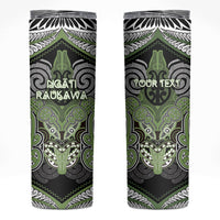 Aotearoa Iwi Ngati Raukawa Personalised Skinny Tumbler Maori Kowhaiwhai Pattern LT19 Green - Polynesian Pride