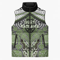 Aotearoa Iwi Ngati Raukawa Personalised Sleeveless Puffer Jacket Maori Kowhaiwhai Pattern LT19 Unisex Green - Polynesian Pride