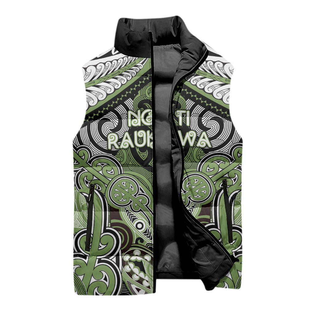 Aotearoa Iwi Ngati Raukawa Personalised Sleeveless Puffer Jacket Maori Kowhaiwhai Pattern LT19 - Polynesian Pride