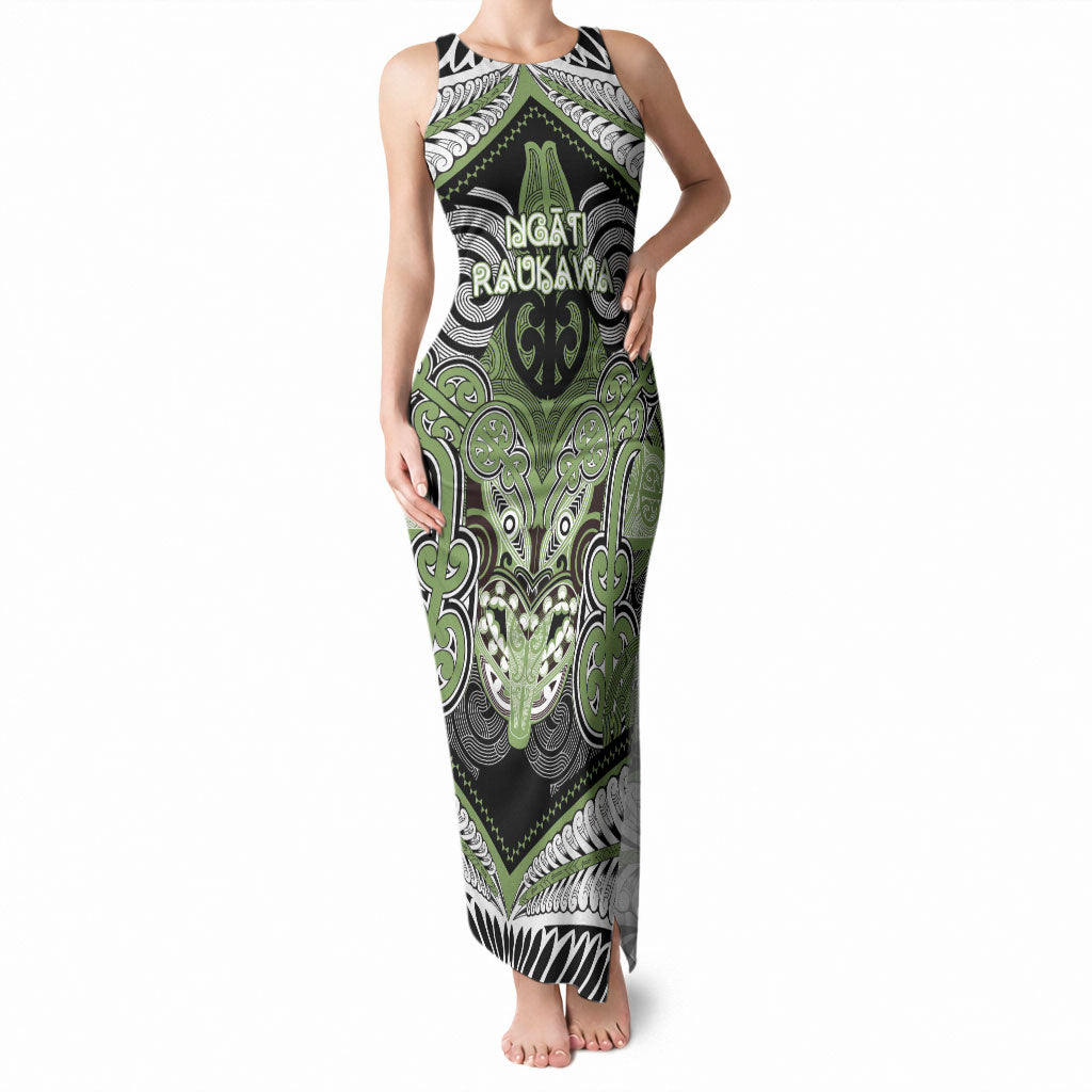 Aotearoa Iwi Ngati Raukawa Personalised Tank Maxi Dress Maori Kowhaiwhai Pattern LT19 Women Green - Polynesian Pride