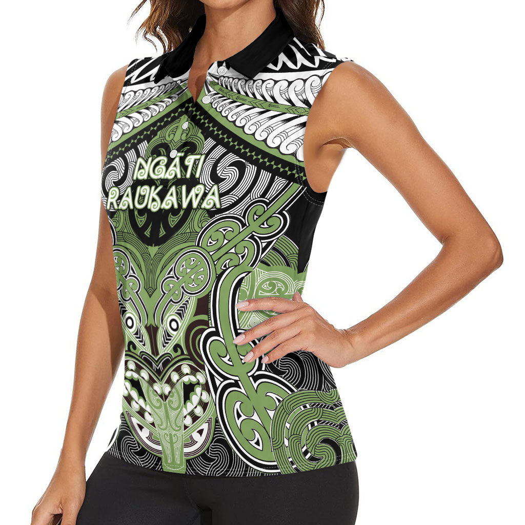 Aotearoa Iwi Ngati Raukawa Personalised Women Sleeveless Polo Shirt Maori Kowhaiwhai Pattern LT19 - Polynesian Pride