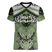 Aotearoa Iwi Ngati Raukawa Personalised Women V-Neck T-Shirt Maori Kowhaiwhai Pattern LT19 Female Green - Polynesian Pride