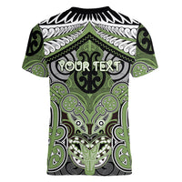 Aotearoa Iwi Ngati Raukawa Personalised Women V-Neck T-Shirt Maori Kowhaiwhai Pattern LT19 - Polynesian Pride