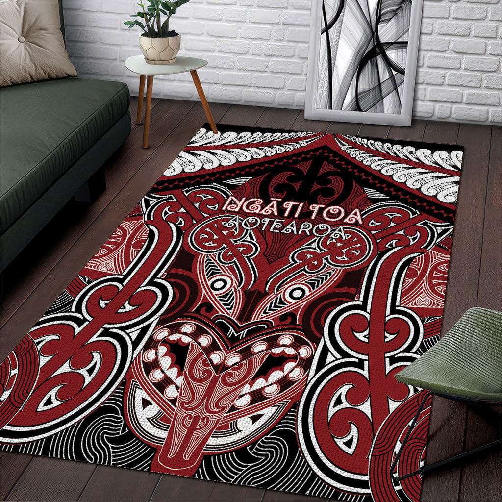 Aotearoa Iwi Ngati Toa Area Rug Maori Kowhaiwhai Pattern LT19 Red - Polynesian Pride