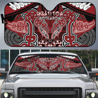 Aotearoa Iwi Ngati Toa Auto Sun Shade Maori Kowhaiwhai Pattern LT19 Red - Polynesian Pride