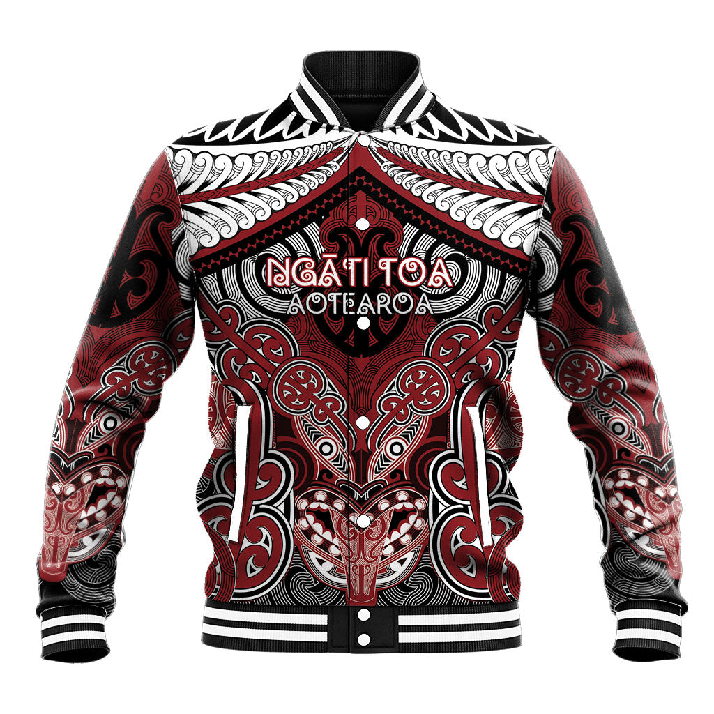 Aotearoa Iwi Ngati Toa Personalised Baseball Jacket Maori Kowhaiwhai Pattern LT19 Unisex Red - Polynesian Pride