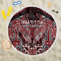 Aotearoa Iwi Ngati Toa Beach Blanket Maori Kowhaiwhai Pattern LT19 One Size 150cm Red - Polynesian Pride