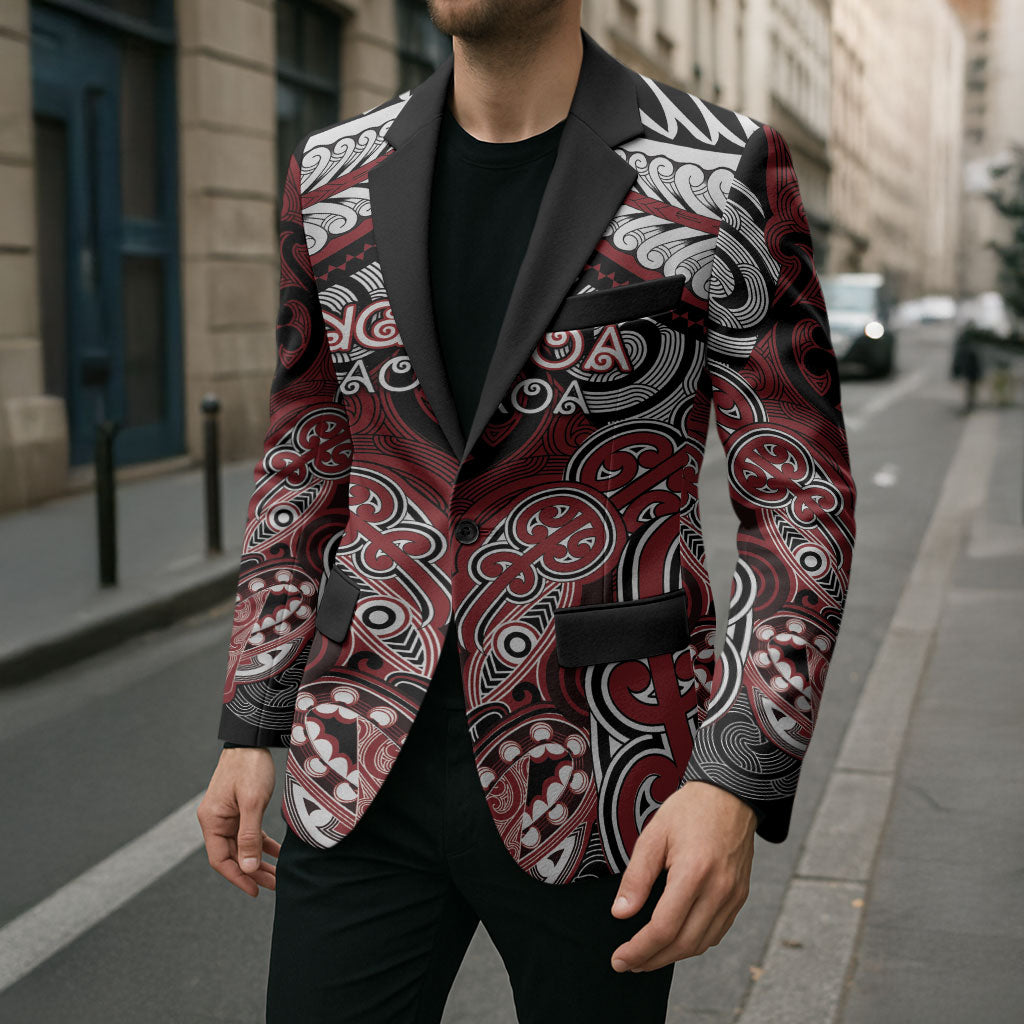 Aotearoa Iwi Ngati Toa Personalised Blazer Maori Kowhaiwhai Pattern LT19 - Polynesian Pride