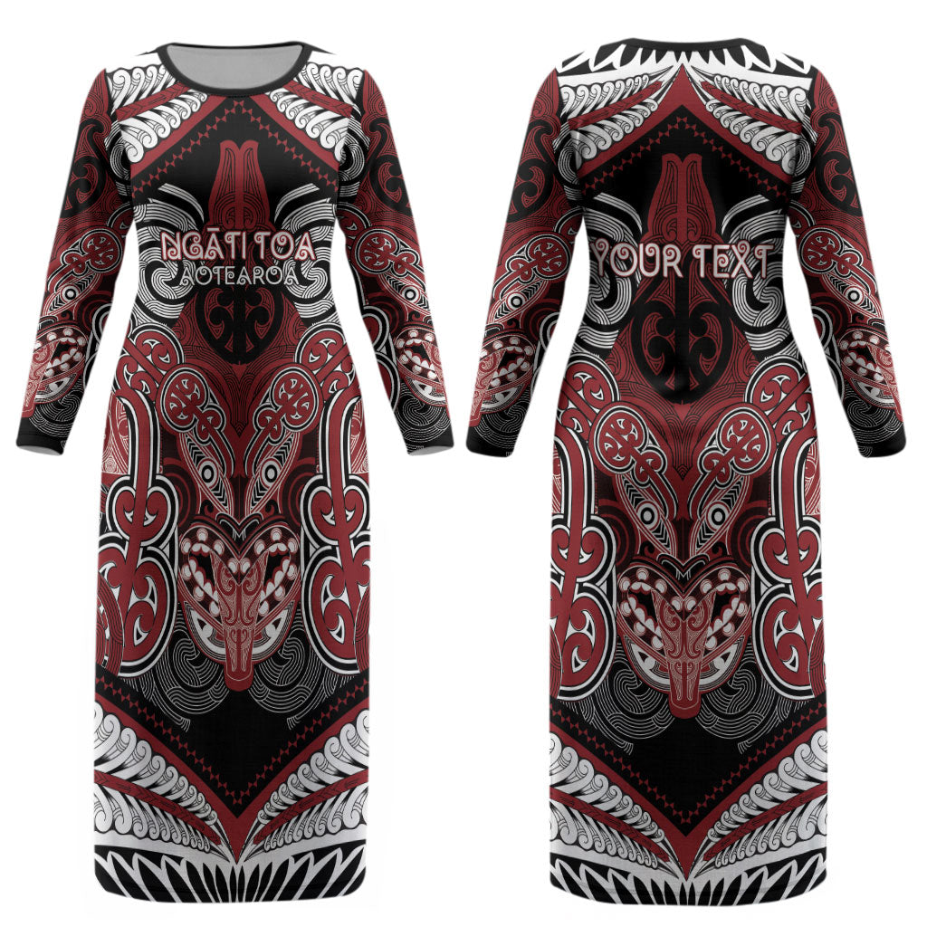 Aotearoa Iwi Ngati Toa Personalised Couples Matching Long Sleeve Bodycon Dress and Long Sleeve Button Shirt Maori Kowhaiwhai Pattern LT19 - Polynesian Pride