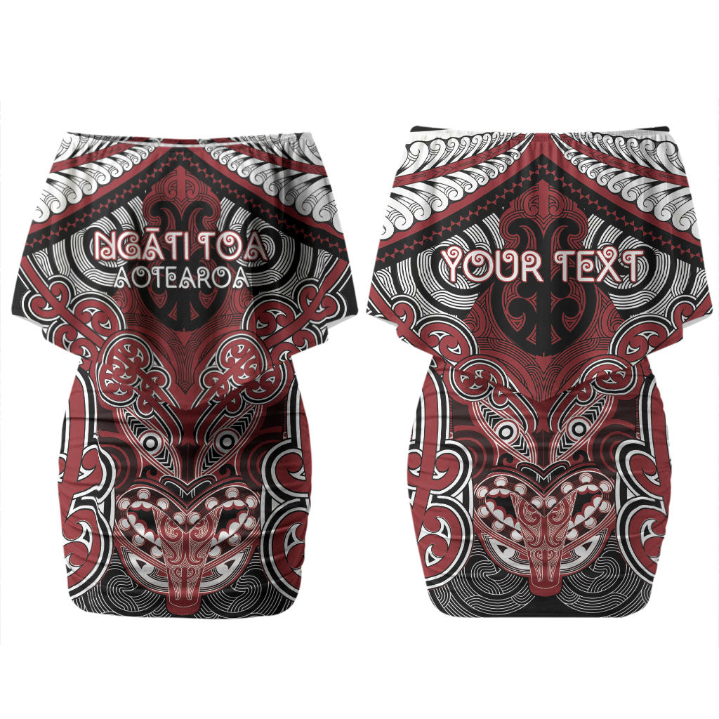 Aotearoa Iwi Ngati Toa Personalised Couples Matching Off Shoulder Short Dress and Hawaiian Shirt Maori Kowhaiwhai Pattern LT19 - Polynesian Pride