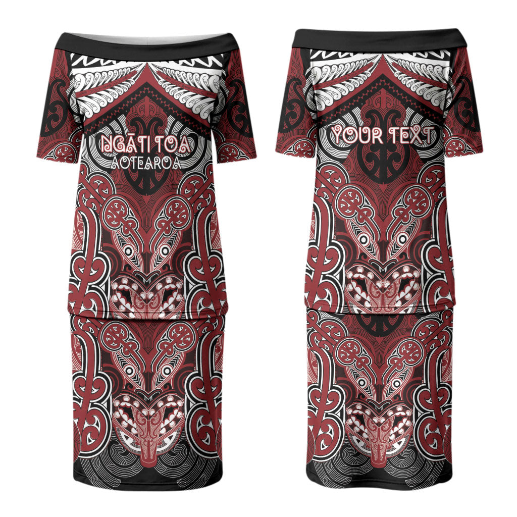 Aotearoa Iwi Ngati Toa Personalised Couples Matching Puletasi and Hawaiian Shirt Maori Kowhaiwhai Pattern LT19 - Polynesian Pride