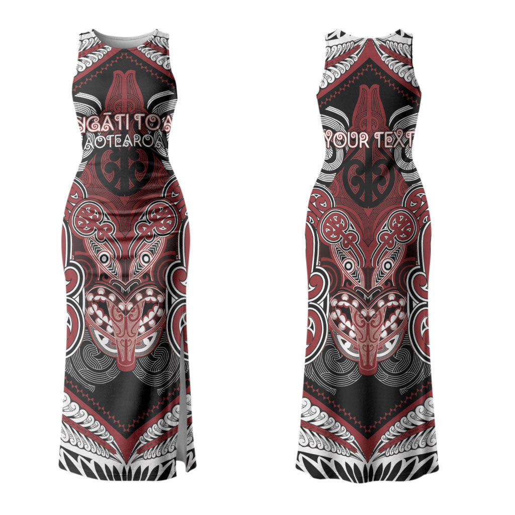 Aotearoa Iwi Ngati Toa Personalised Couples Matching Tank Maxi Dress and Long Sleeve Button Shirt Maori Kowhaiwhai Pattern LT19 - Polynesian Pride