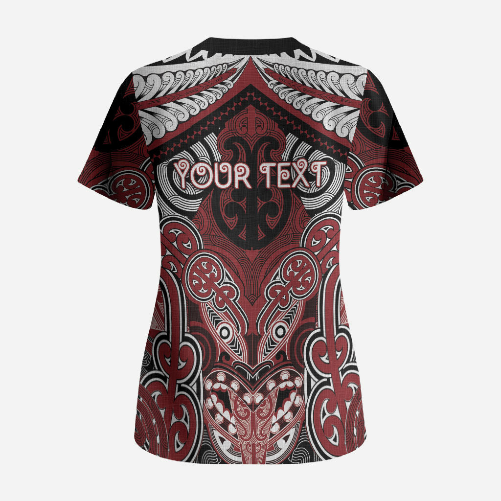Aotearoa Iwi Ngati Toa Personalised Scrub Top Maori Kowhaiwhai Pattern LT19 - Polynesian Pride