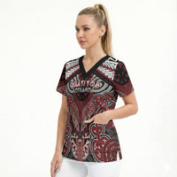 Aotearoa Iwi Ngati Toa Personalised Scrub Top Maori Kowhaiwhai Pattern LT19 - Polynesian Pride