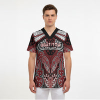 Aotearoa Iwi Ngati Toa Personalised Scrub Top Maori Kowhaiwhai Pattern LT19 - Polynesian Pride