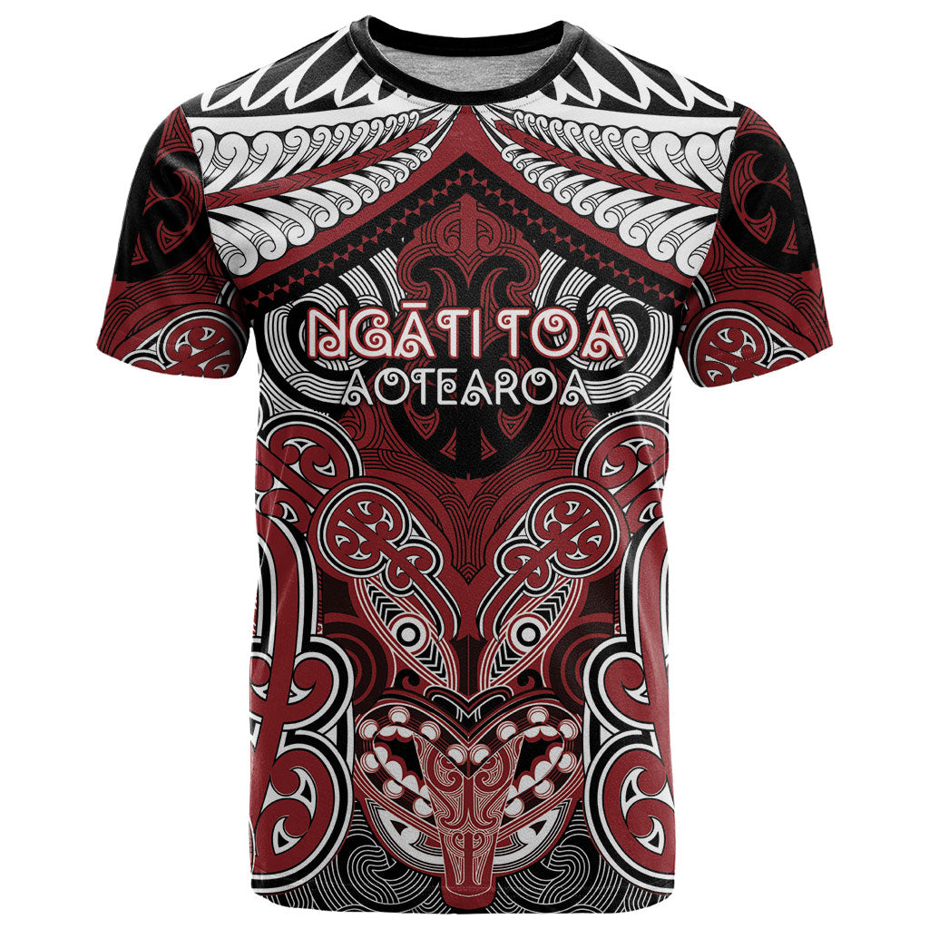 Aotearoa Iwi Ngati Toa Personalised T Shirt Maori Kowhaiwhai Pattern LT19 Red - Polynesian Pride