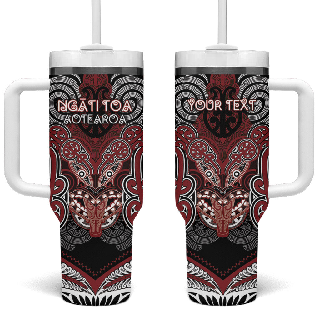 Aotearoa Iwi Ngati Toa Personalised Tumbler With Handle Maori Kowhaiwhai Pattern LT19 One Size: 40 oz Red - Polynesian Pride