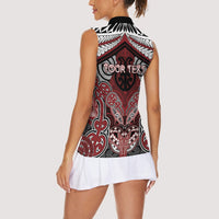 Aotearoa Iwi Ngati Toa Personalised Women Sleeveless Polo Shirt Maori Kowhaiwhai Pattern LT19 - Polynesian Pride