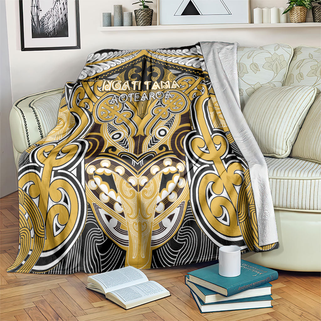 Aotearoa Iwi Ngati Tama Blanket Maori Kowhaiwhai Pattern LT19 Yellow - Polynesian Pride
