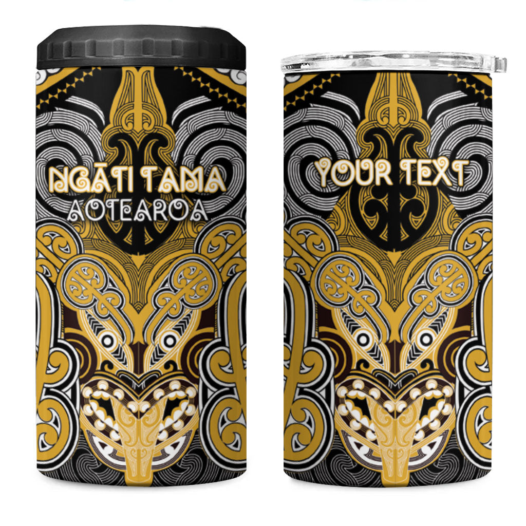 Aotearoa Iwi Ngati Tama Personalised 4 in 1 Can Cooler Tumbler Maori Kowhaiwhai Pattern LT19 One Size: 16 oz Yellow - Polynesian Pride