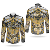 Aotearoa Iwi Ngati Tama Personalised Couples Matching Mermaid Dress and Long Sleeve Button Shirt Maori Kowhaiwhai Pattern LT19 - Polynesian Pride