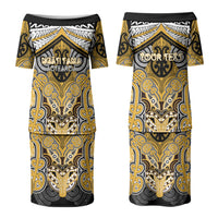 Aotearoa Iwi Ngati Tama Personalised Couples Matching Puletasi and Long Sleeve Button Shirt Maori Kowhaiwhai Pattern LT19 - Polynesian Pride