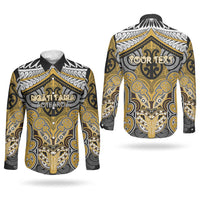 Aotearoa Iwi Ngati Tama Personalised Couples Matching Short Sleeve Bodycon Dress and Long Sleeve Button Shirt Maori Kowhaiwhai Pattern LT19 - Polynesian Pride
