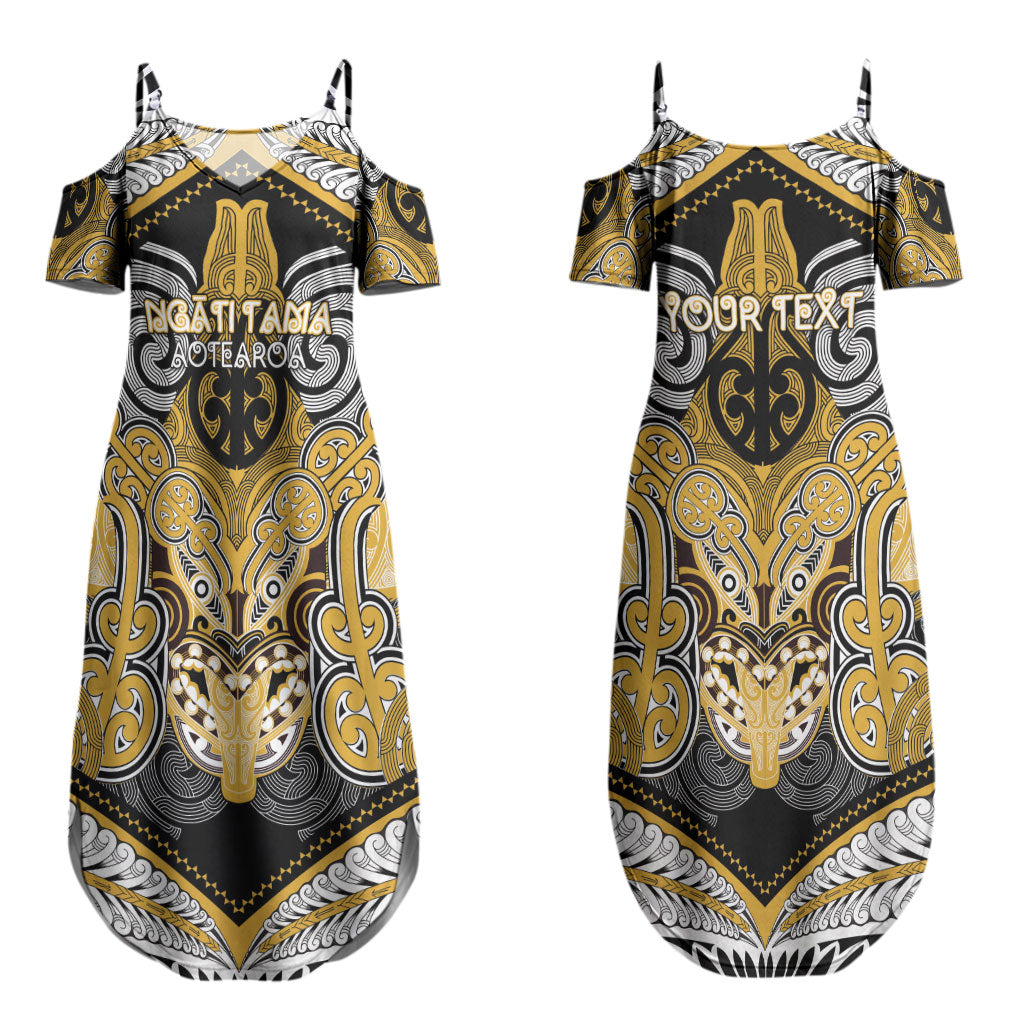 Aotearoa Iwi Ngati Tama Personalised Couples Matching Summer Maxi Dress and Hawaiian Shirt Maori Kowhaiwhai Pattern LT19 - Polynesian Pride