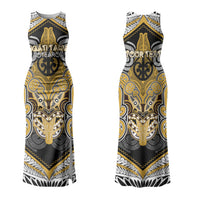 Aotearoa Iwi Ngati Tama Personalised Couples Matching Tank Maxi Dress and Long Sleeve Button Shirt Maori Kowhaiwhai Pattern LT19 - Polynesian Pride