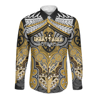Aotearoa Iwi Ngati Tama Personalised Long Sleeve Button Shirt Maori Kowhaiwhai Pattern LT19 Unisex Yellow - Polynesian Pride