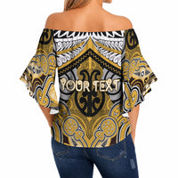 Aotearoa Iwi Ngati Tama Personalised Off Shoulder Wrap Waist Top Maori Kowhaiwhai Pattern LT19 - Polynesian Pride