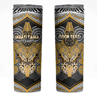 Aotearoa Iwi Ngati Tama Personalised Skinny Tumbler Maori Kowhaiwhai Pattern LT19 Yellow - Polynesian Pride