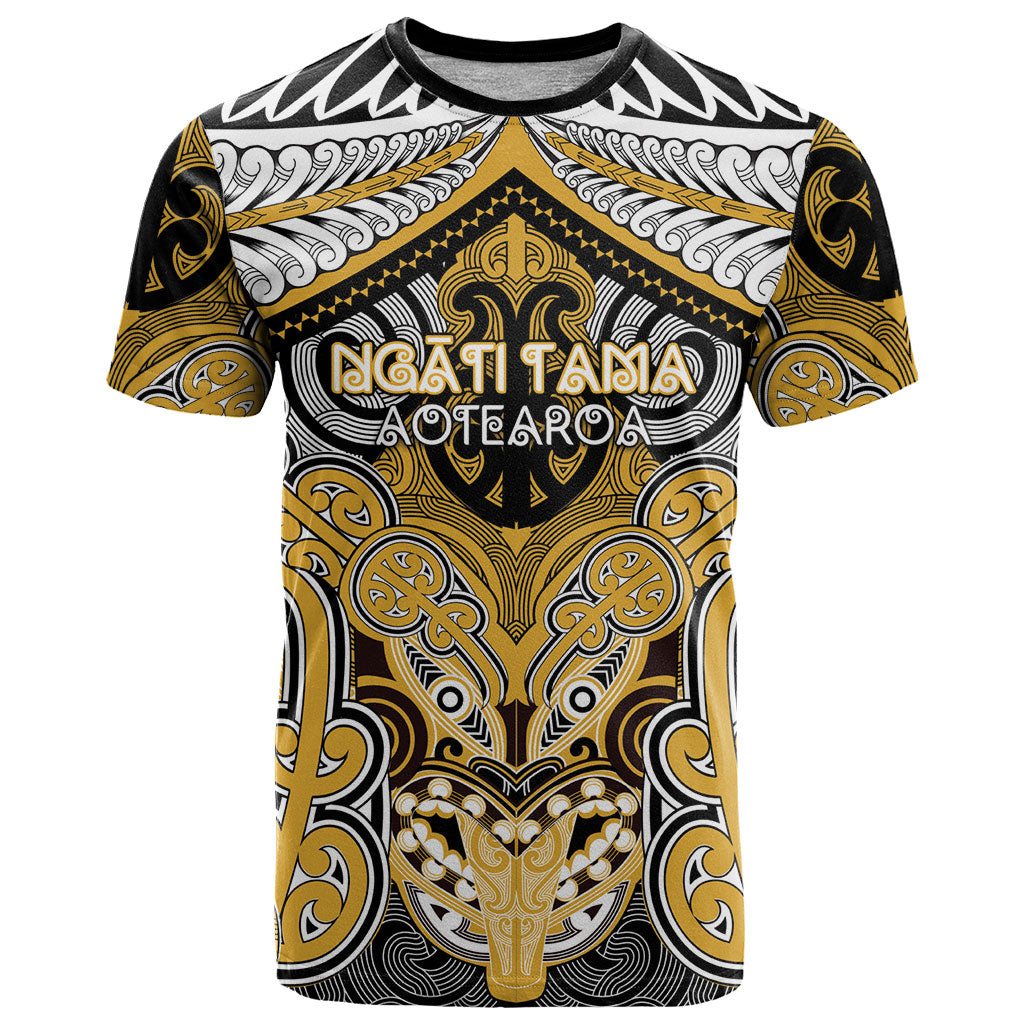 Aotearoa Iwi Ngati Tama Personalised T Shirt Maori Kowhaiwhai Pattern LT19 Yellow - Polynesian Pride